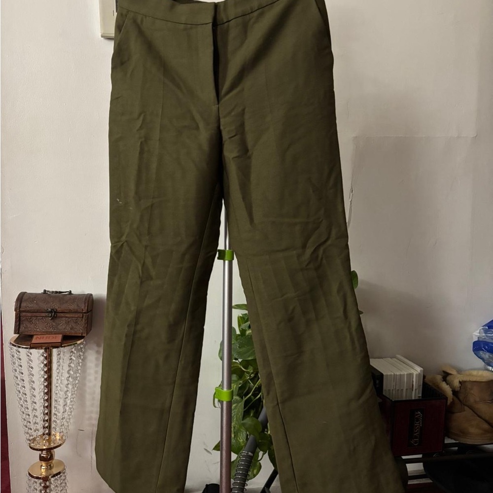 H&M Green Chinos with High Waist and Wide Leg